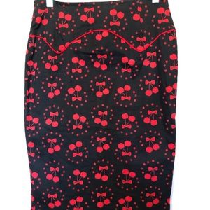 Cherry wiggle skirt